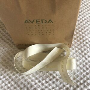 Aveda 1-Small Brown Paper Bag W/White Tissue 1-Small White Silky Ribbon W/Logo